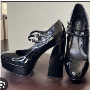 NWOT Guess Women's Callyna Black Patent Leather Mary Jane Pumps, Size 7.5--400